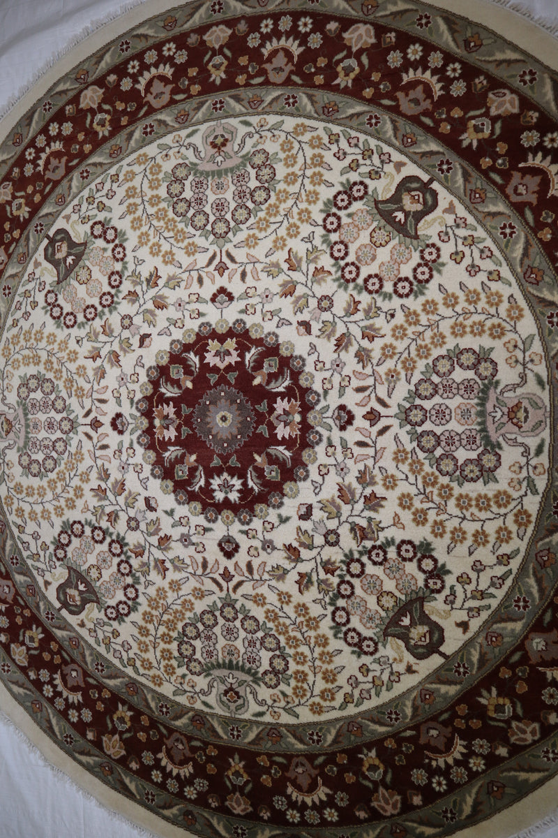 Pak Persian Rug, Hand Knotted Round Rug, Pakistani Rugs