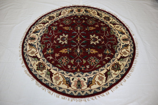 Turkish Design Rug, Round Rug, Hand Knotted Indian Rugs