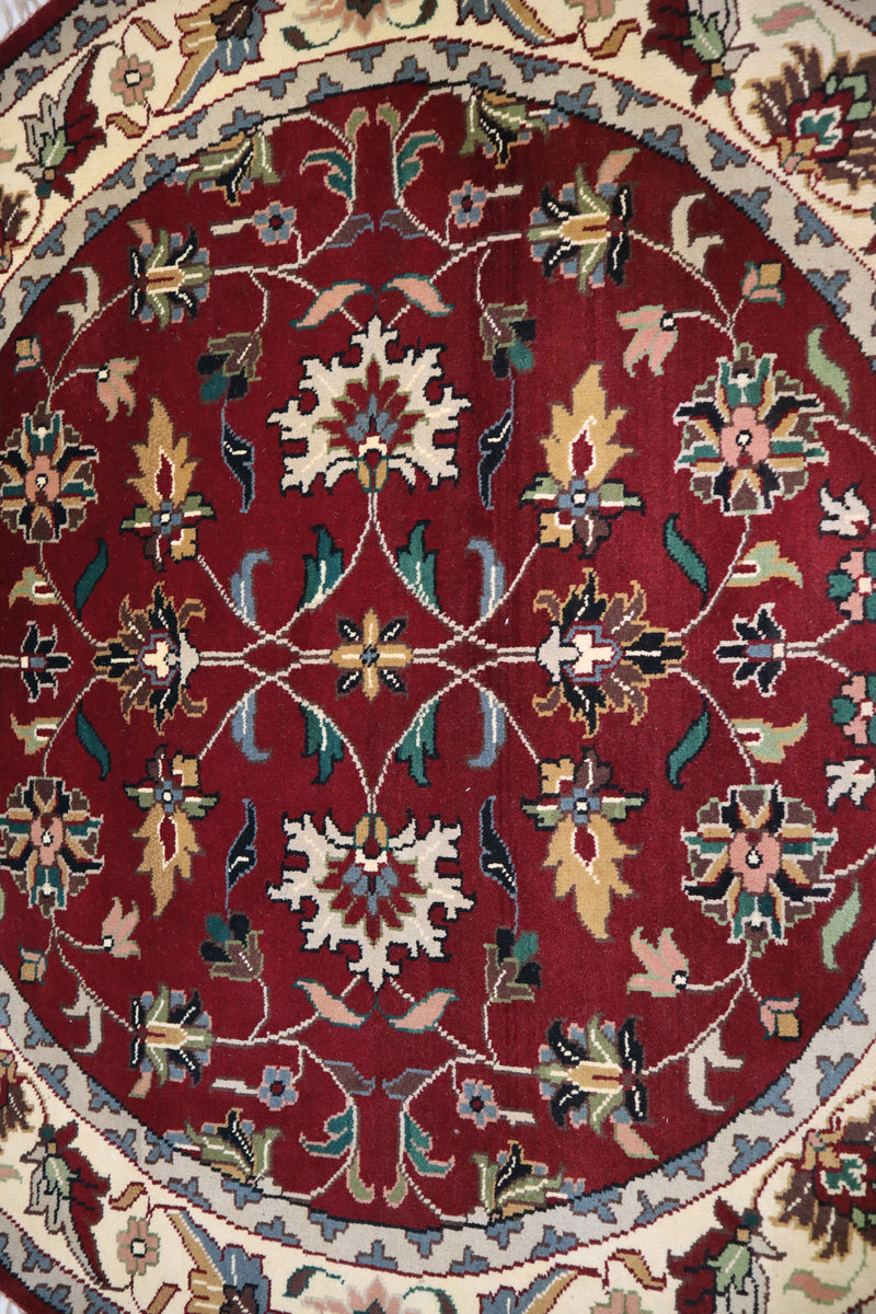 Turkish Design Rug, Round Rug, Hand Knotted Indian Rugs