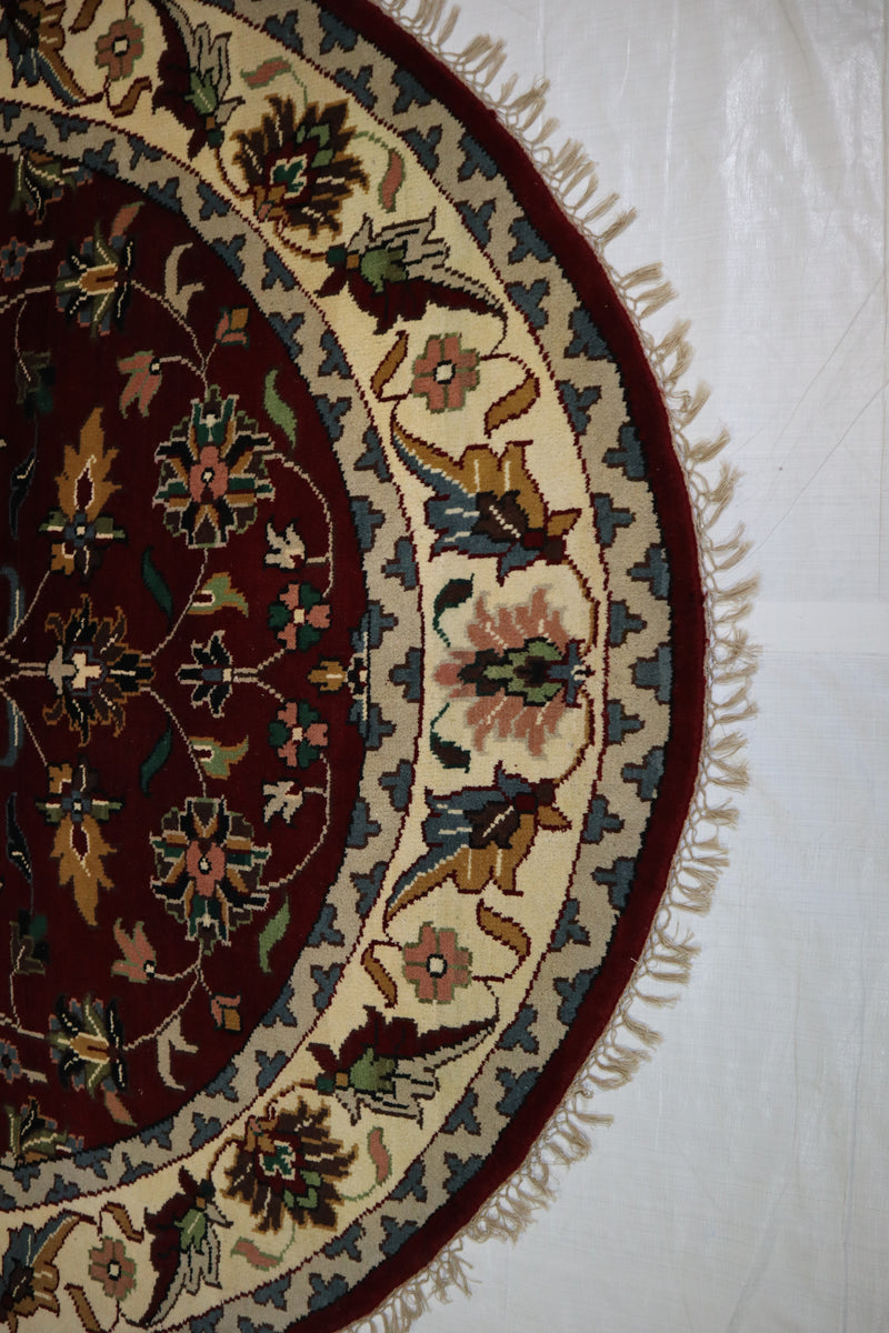 Turkish Design Rug, Round Rug, Hand Knotted Indian Rugs