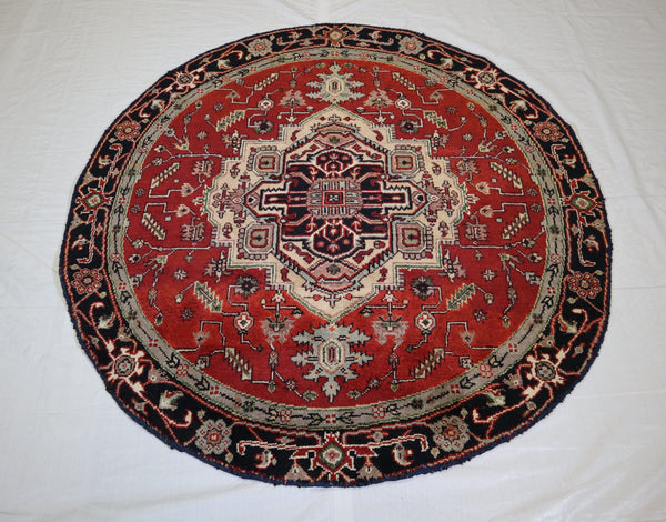 Serapi Rug, Round Rug, Indian Rug, Colorful Rug, 6x6 Rug