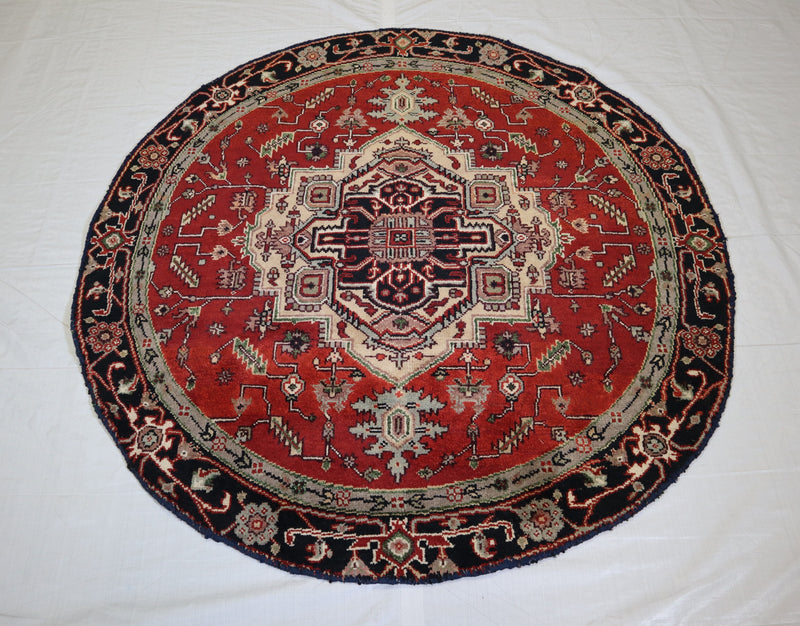 Serapi Rug, Round Rug, Indian Rug, Colorful Rug, 6x6 Rug