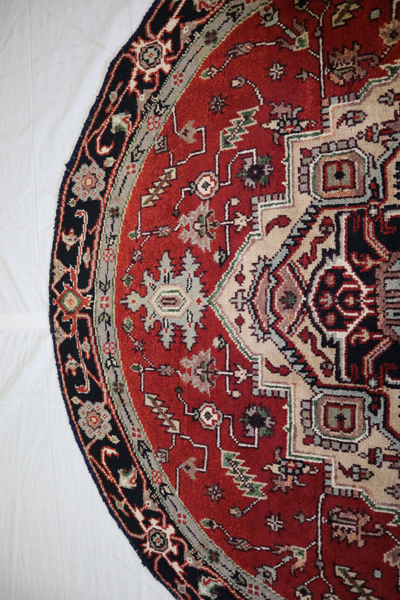 Serapi Rug, Round Rug, Indian Rug, Colorful Rug, 6x6 Rug