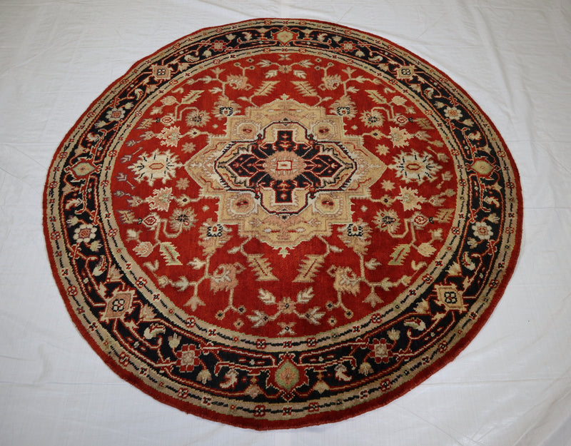 Serapi Rug, Persian Design Rug, Round Rug, Hand Knotted Indian Rugs