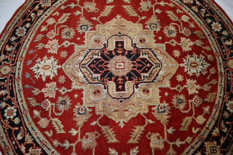 Serapi Rug, Persian Design Rug, Round Rug, Hand Knotted Indian Rugs