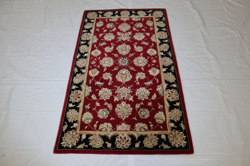 Floral Rug, Red Oriental Rug, Indian Rug, Area Rug 3x5