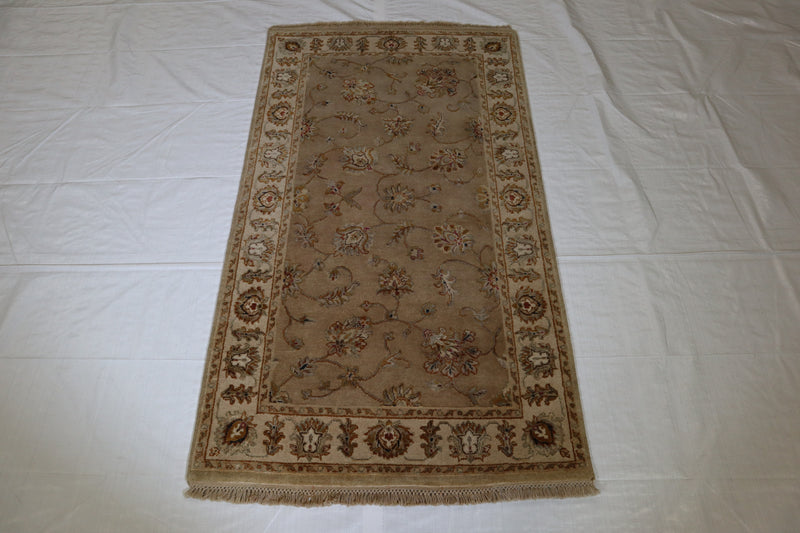 Silk Flower Rug, Persian Rug, Vegetable Dye, 3x5 Rug