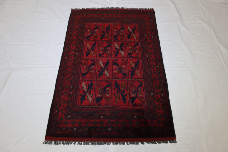 Tribal Rug, Afghanistan Rug, Red Hand Knotted Rug, 3x5