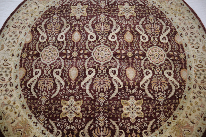 Oushak Design Rug, Hand Knotted Round Rug, Indian Wool Rug