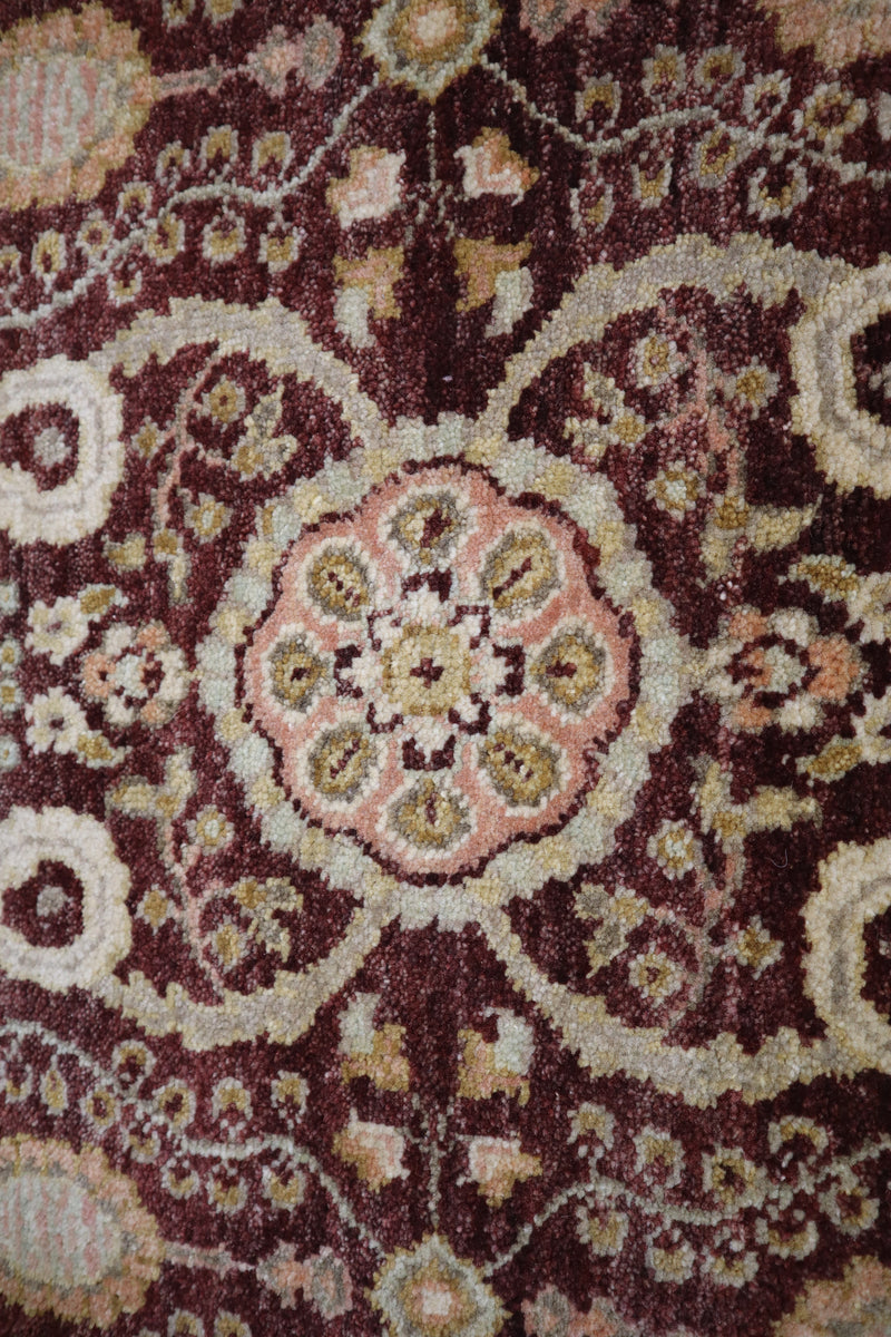 Oushak Design Rug, Hand Knotted Round Rug, Indian Wool Rug