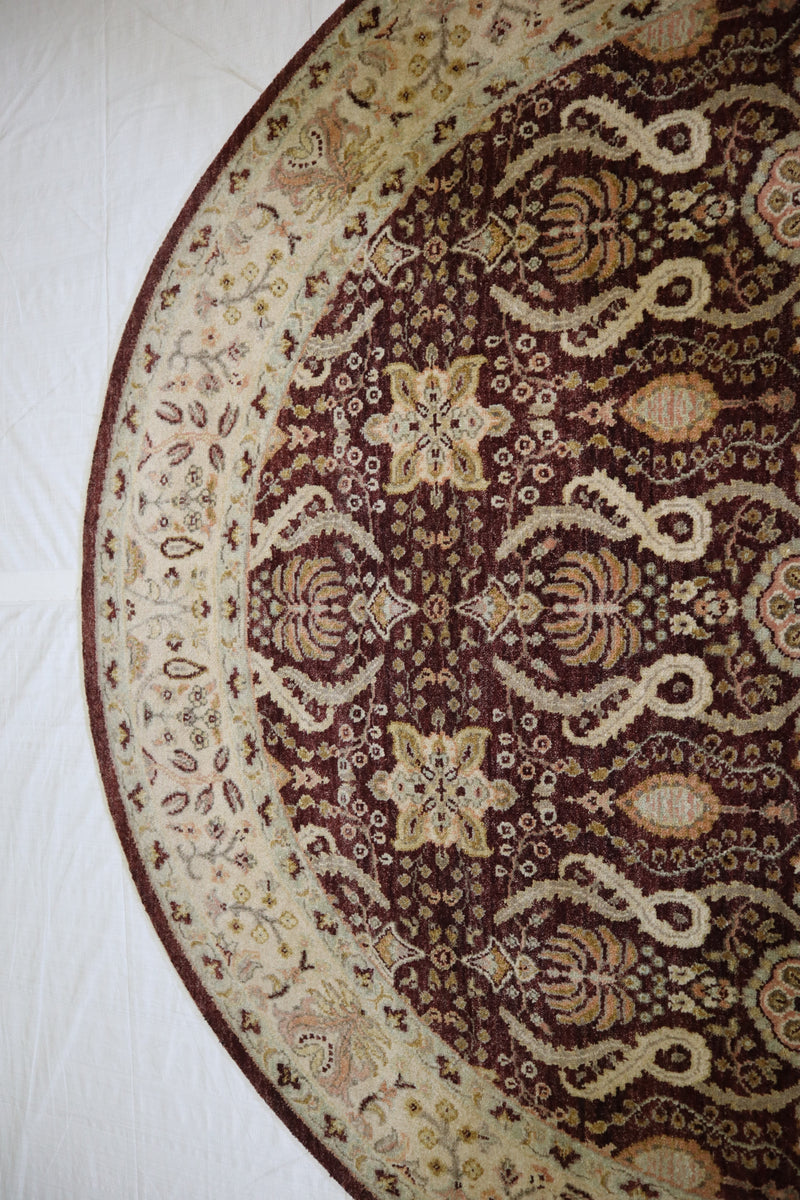 Oushak Design Rug, Hand Knotted Round Rug, Indian Wool Rug