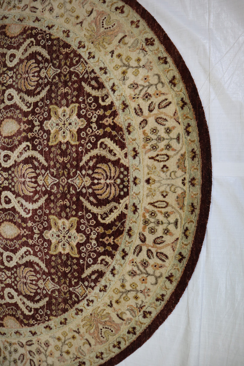 Oushak Design Rug, Hand Knotted Round Rug, Indian Wool Rug