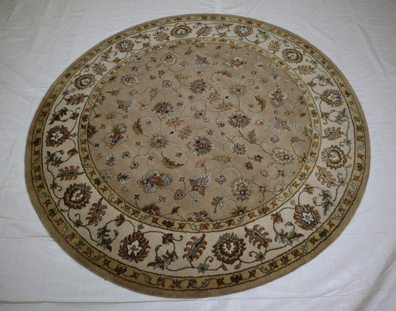 Silk Flower Rug, Persian Design Rug, Indian Round Rug