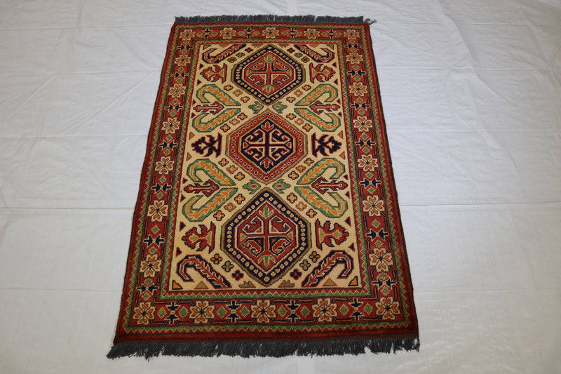 Afghan Kargahi Rug, Vegetable Dye, Hand Knotted Rug