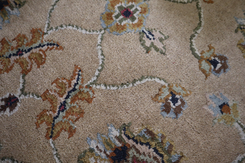 Silk Flower Rug, Persian Design Rug, Indian Round Rug