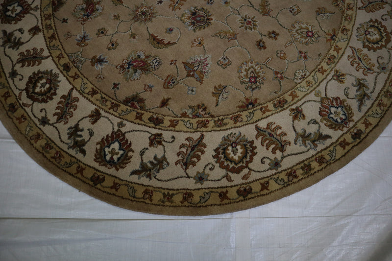 Silk Flower Rug, Persian Design Rug, Indian Round Rug