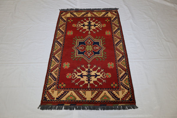 Afghan Kargahi Rug, Turkmen Rug, Hand Knotted Wool Rug