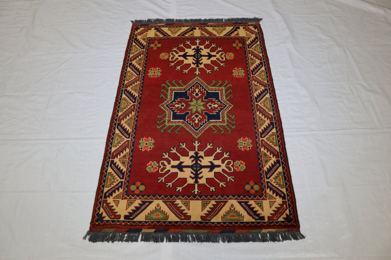 Afghan Kargahi Rug, Turkmen Rug, Hand Knotted Wool Rug