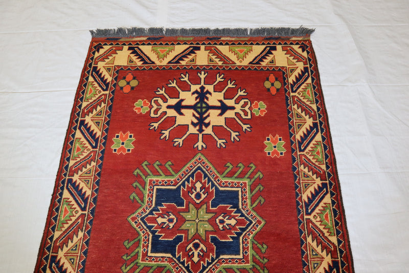 Afghan Kargahi Rug, Turkmen Rug, Hand Knotted Wool Rug