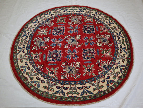 Kazak Rug, Tribal Rug, Round Rug, Colorful Rug, Afghan Rug