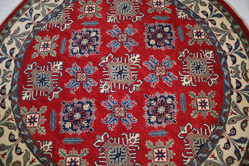 Kazak Rug, Tribal Rug, Round Rug, Colorful Rug, Afghan Rug