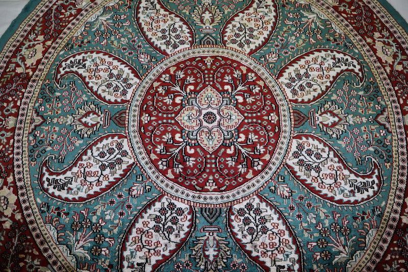 Jammu Kashmir Rug, Round Rug, Colorful Rug, Authentic Rug