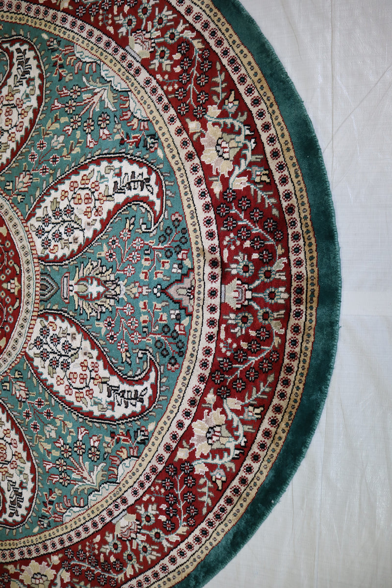 Jammu Kashmir Rug, Round Rug, Colorful Rug, Authentic Rug