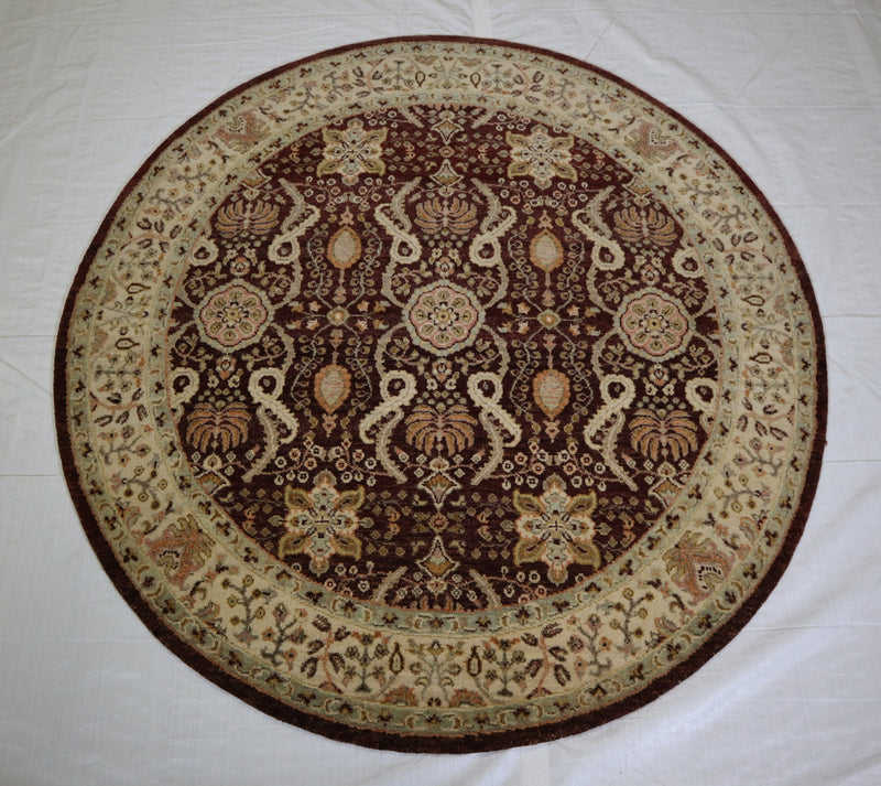 Hand Knotted Round Rug, Wool Oriental Rug, Oushak Rug, Bedroom Rug