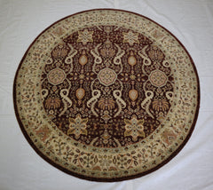 Hand Knotted Round Rug, Wool Oriental Rug, Oushak Rug, Bedroom Rug