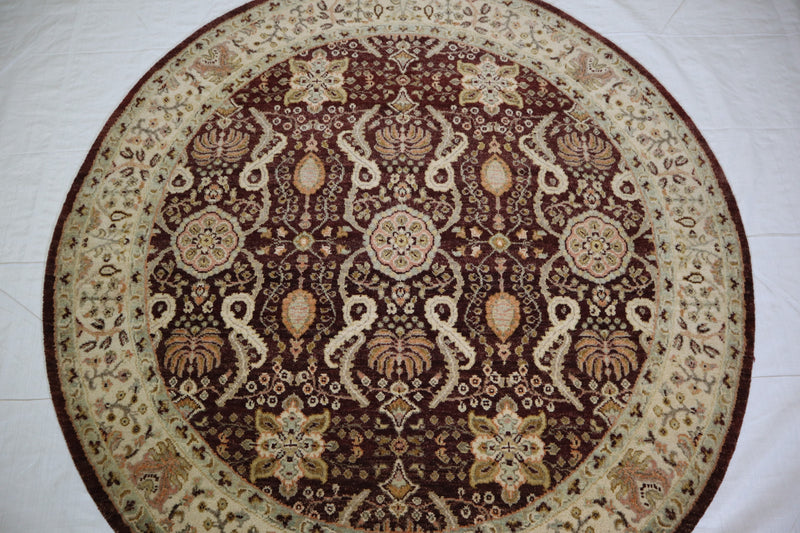 Hand Knotted Round Rug, Wool Oriental Rug, Oushak Rug, Bedroom Rug