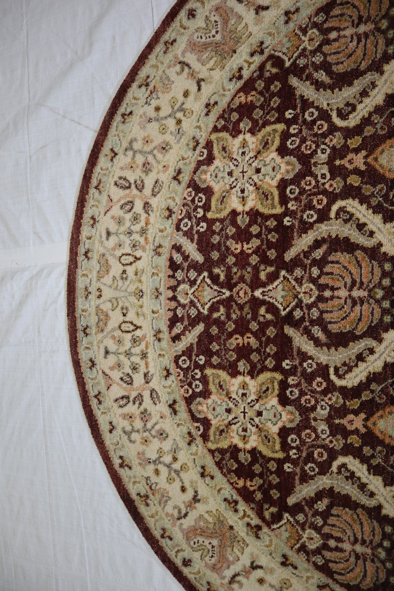 Hand Knotted Round Rug, Wool Oriental Rug, Oushak Rug, Bedroom Rug