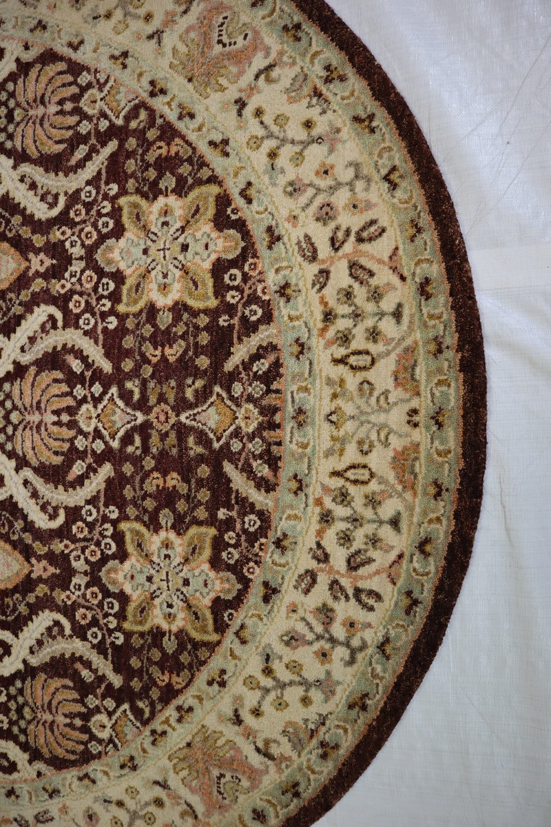 Hand Knotted Round Rug, Wool Oriental Rug, Oushak Rug, Bedroom Rug