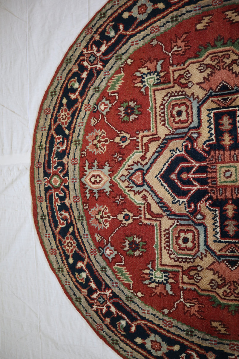 Serapi Rug, Persian Round Rug, Hand Knotted Wool Rug