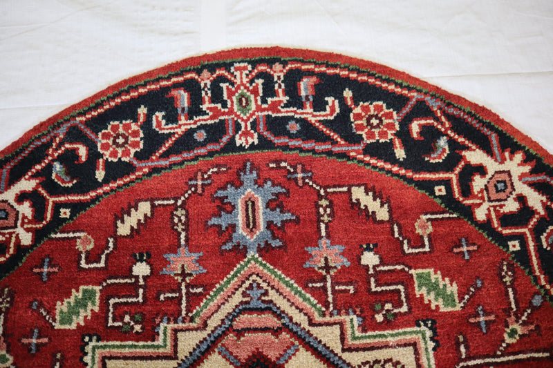 Serapi Rug, Indian Round Rug, Hand Knotted Oriental Rug