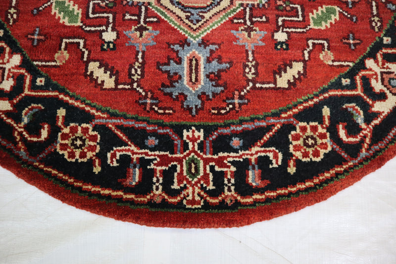 Serapi Rug, Indian Round Rug, Hand Knotted Oriental Rug