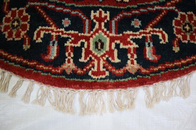 Round Rug, Hand Knotted Rug, Serapi Rug, Oriental Style Rug