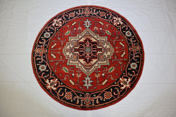 Serapi Rug, Persian Design Rug, Round Rug, Hand Knotted Indian Rugs