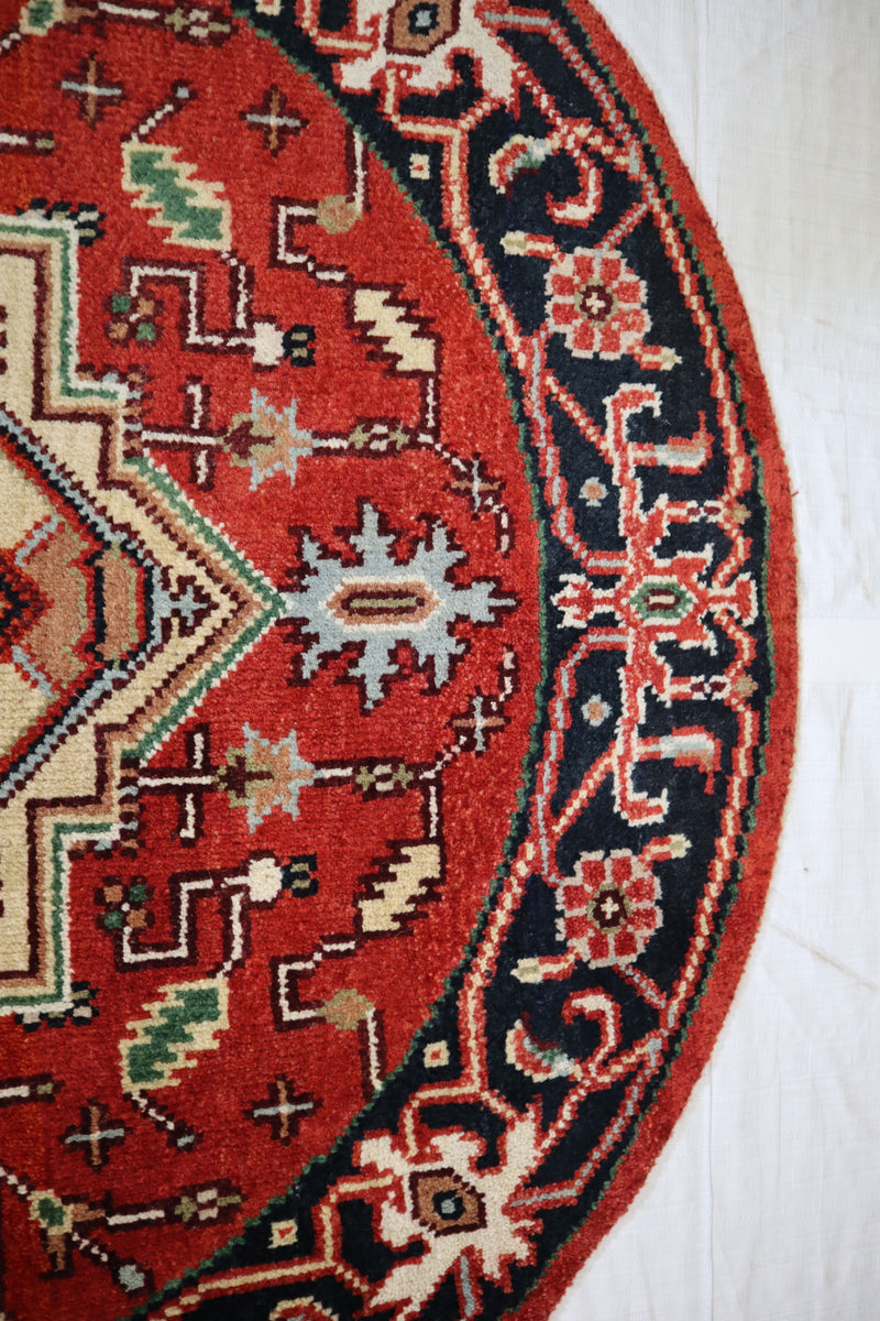 Serapi Rug, Persian Design Rug, Round Rug, Hand Knotted Indian Rugs