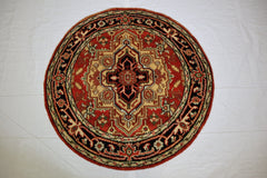 Serapi Rug, Persian Rug, Hand Knotted Round Rug, Wool Rug