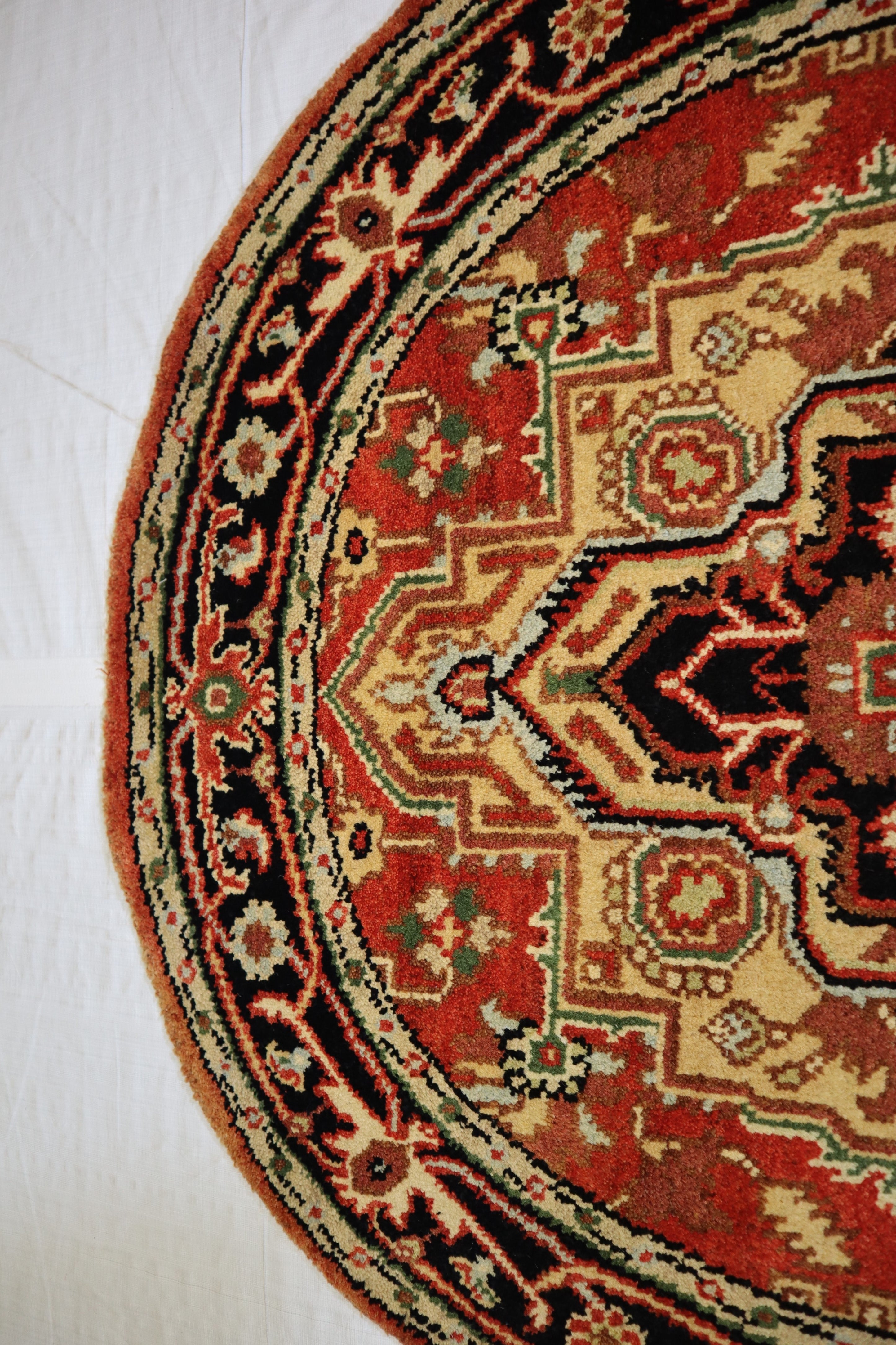 Serapi Rug, Persian Rug, Hand Knotted Round Rug, Wool Rug