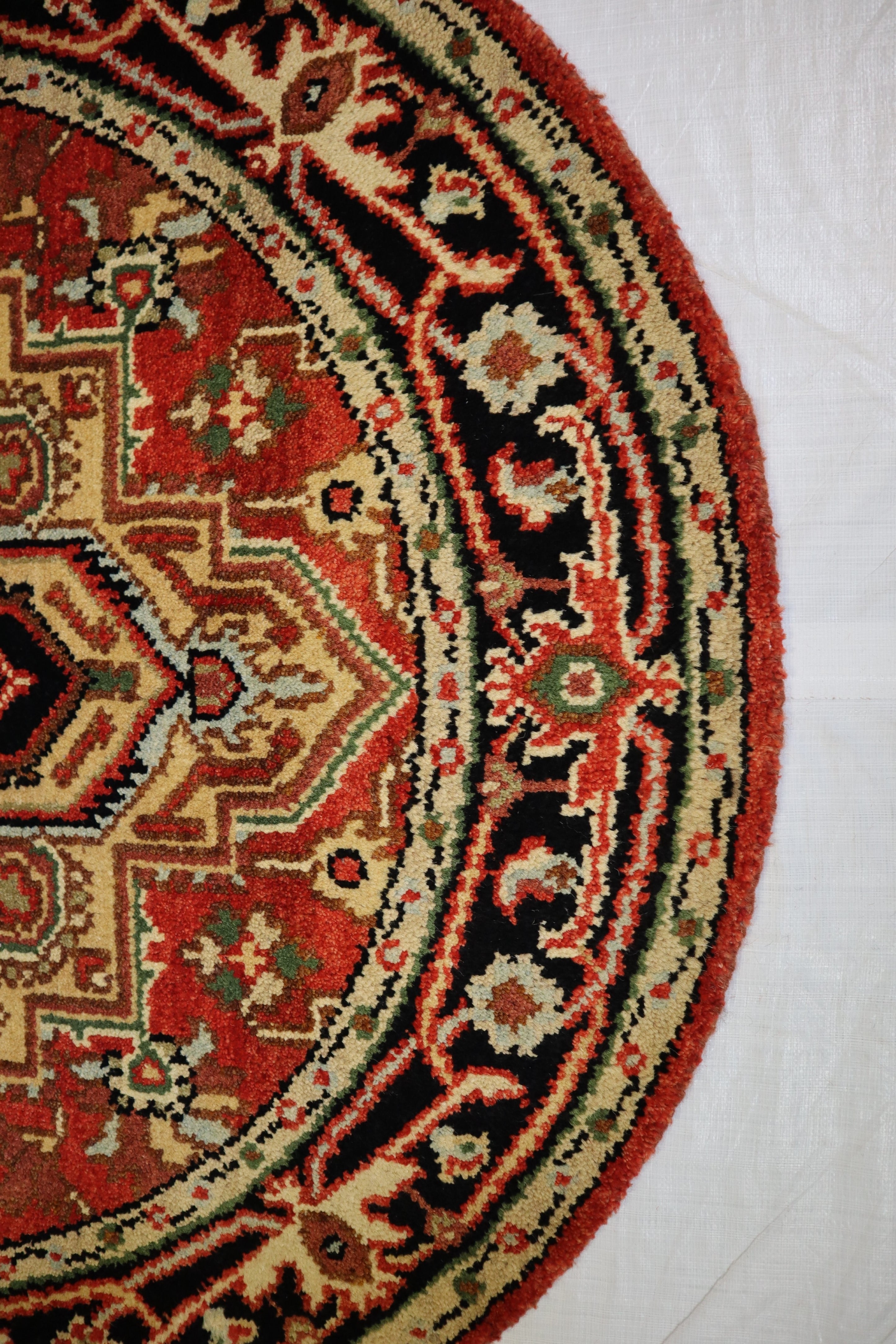 Serapi Rug, Persian Rug, Hand Knotted Round Rug, Wool Rug