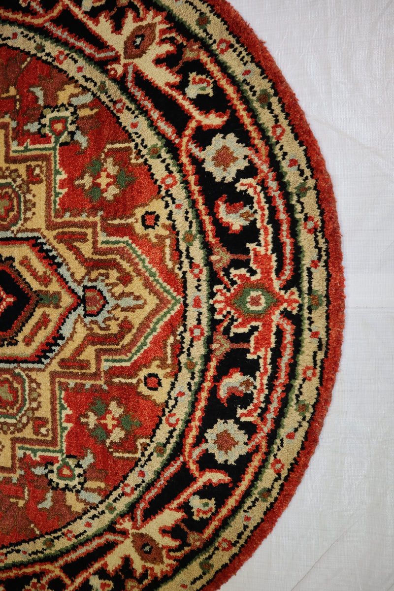 Serapi Rug, Persian Rug, Hand Knotted Round Rug, Wool Rug