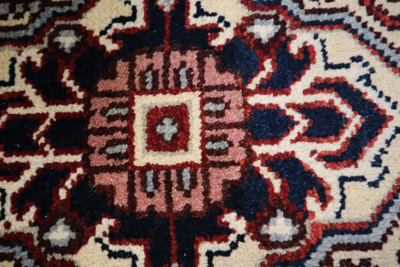 Persian Round Rug, Hand Knotted Serapi Rug, 4x4 Round Rug