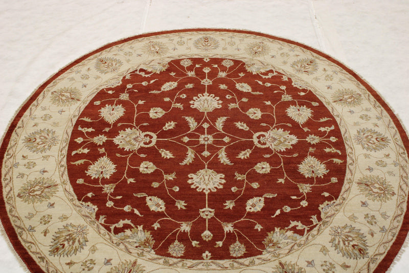 Red Oriental Rugs, Round Rug, Hand Knotted Wool Rug, Standard Rug Sizes 