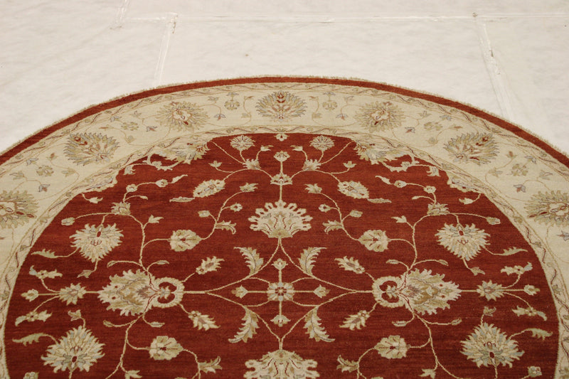 Red Oriental Rugs, Round Rug, Hand Knotted Wool Rug, Standard Rug Sizes 