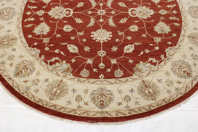 Red Oriental Rugs, Round Rug, Hand Knotted Wool Rug, Standard Rug Sizes 