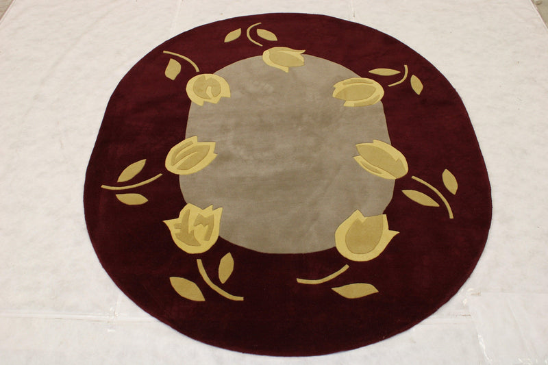 Hand Tufted Rug, Round Rug, Flower Design Rug, Kitchen Round Rugs 