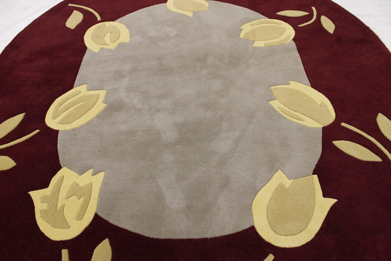 Hand Tufted Rug, Round Rug, Flower Design Rug, Kitchen Round Rugs 