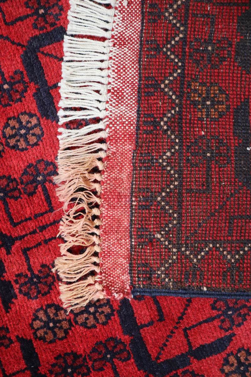 Red Tribal Rug, Afghan Turkman Rug, Khal Mohammadi Rug