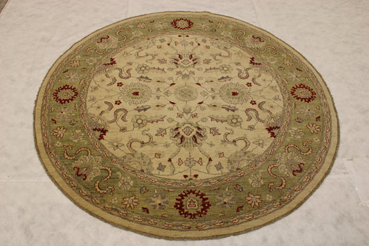 Ivory Rug, Round Rug, Oushak Rug, Afghan Rugs, Dining Table Rug 